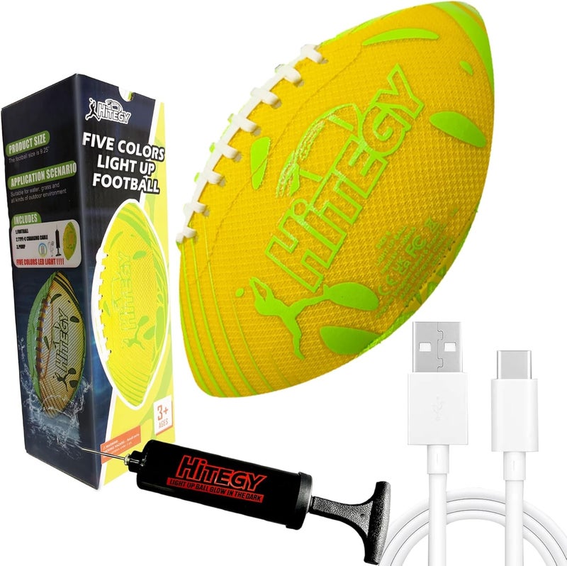MPMVP Glow in The Dark Football Light Up Football | USB-C Rechargeable LED Ball with Pump | Night Game Ball for Indoor & Outdoor Play | Gift Ready for Boys & Kids - Image 1